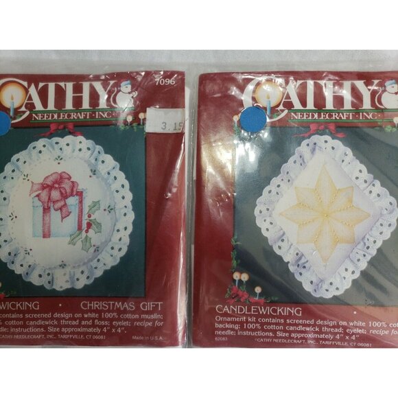 Candlewick Embroidery Kit Lot 4 Christmas Star Ornaments Pillow Pineapple Ducks - Picture 9 of 16